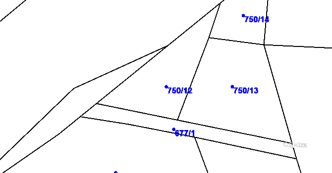 Parcela st. 750/12 v KÚ Dlouhá Stropnice, Katastrální mapa