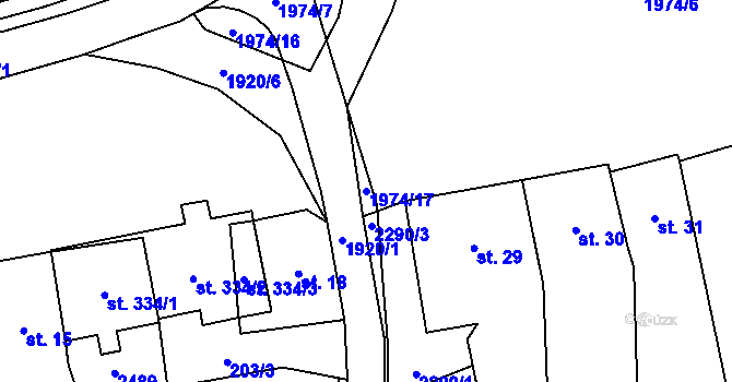 Parcela st. 1974/17 v KÚ Horní Stropnice, Katastrální mapa