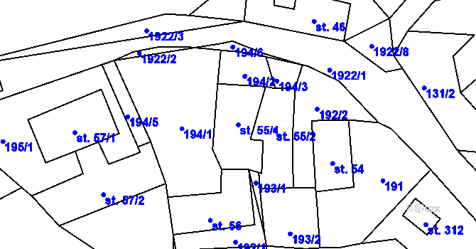 Parcela st. 55/1 v KÚ Horní Stropnice, Katastrální mapa