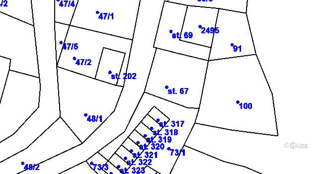 Parcela st. 67 v KÚ Horní Stropnice, Katastrální mapa