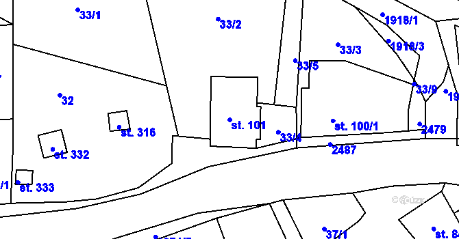 Parcela st. 101 v KÚ Horní Stropnice, Katastrální mapa