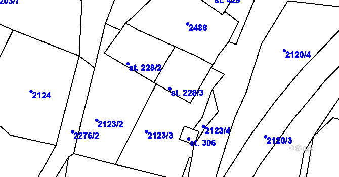 Parcela st. 228/3 v KÚ Horní Stropnice, Katastrální mapa