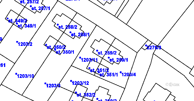 Parcela st. 259/2 v KÚ Horní Stropnice, Katastrální mapa