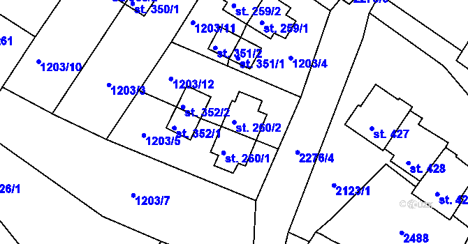 Parcela st. 260/2 v KÚ Horní Stropnice, Katastrální mapa