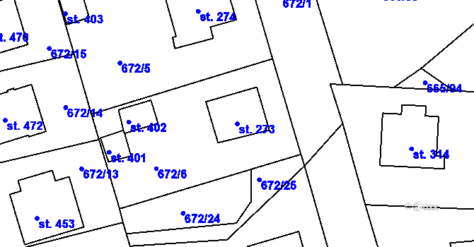 Parcela st. 273 v KÚ Horní Stropnice, Katastrální mapa