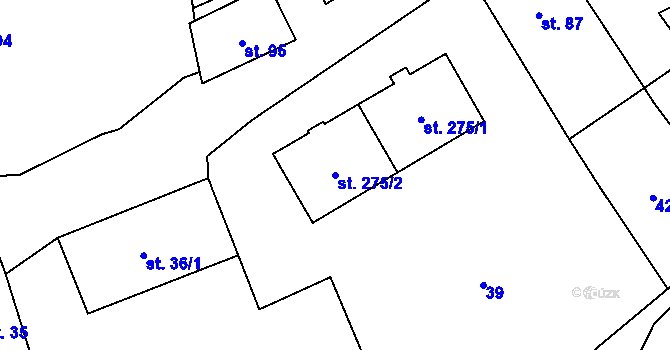 Parcela st. 275/2 v KÚ Horní Stropnice, Katastrální mapa