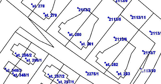 Parcela st. 281 v KÚ Horní Stropnice, Katastrální mapa