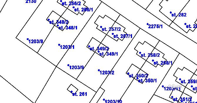 Parcela st. 349/1 v KÚ Horní Stropnice, Katastrální mapa