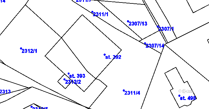 Parcela st. 392 v KÚ Horní Stropnice, Katastrální mapa