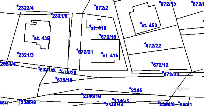 Parcela st. 415 v KÚ Horní Stropnice, Katastrální mapa