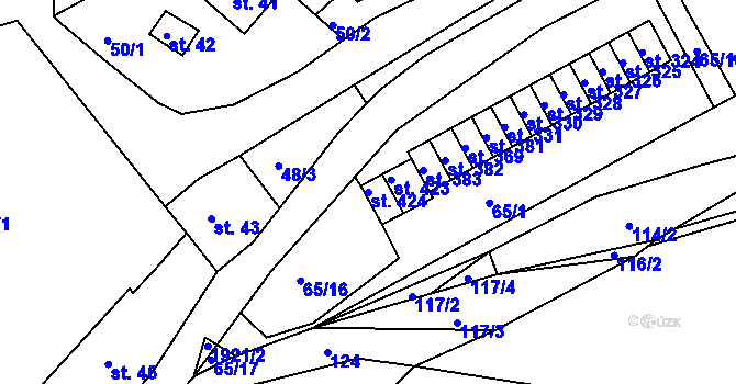 Parcela st. 424 v KÚ Horní Stropnice, Katastrální mapa