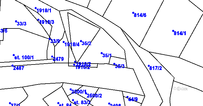 Parcela st. 35/1 v KÚ Horní Stropnice, Katastrální mapa