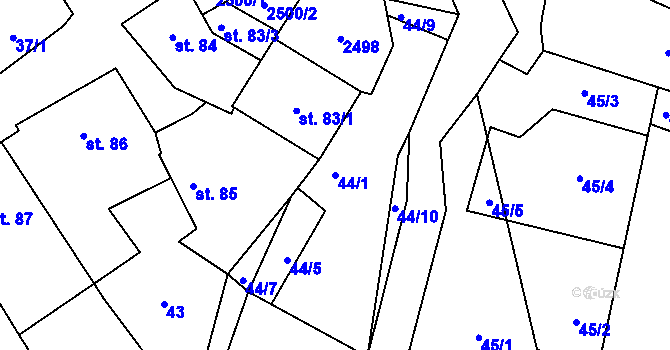 Parcela st. 44/1 v KÚ Horní Stropnice, Katastrální mapa