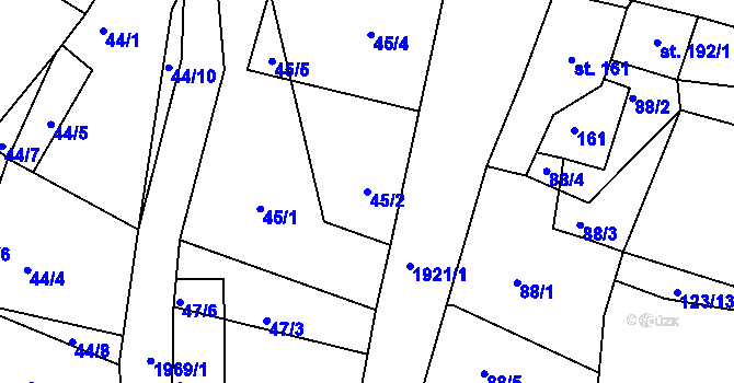 Parcela st. 45/2 v KÚ Horní Stropnice, Katastrální mapa