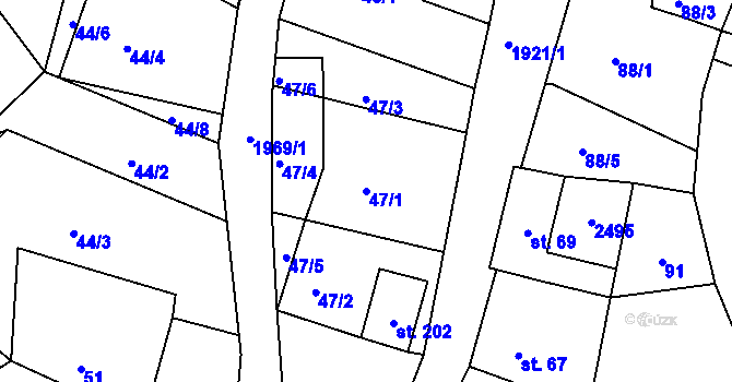 Parcela st. 47/1 v KÚ Horní Stropnice, Katastrální mapa