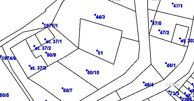 Parcela st. 51 v KÚ Horní Stropnice, Katastrální mapa