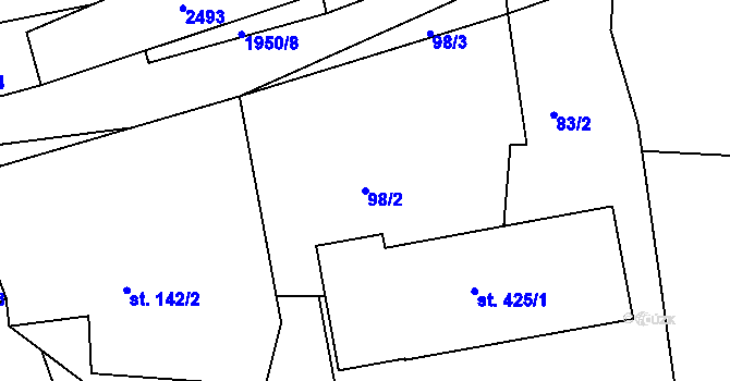 Parcela st. 98/2 v KÚ Horní Stropnice, Katastrální mapa