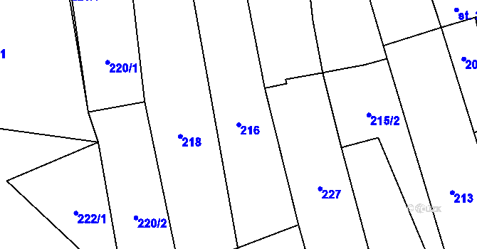Parcela st. 216 v KÚ Horní Stropnice, Katastrální mapa