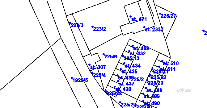 Parcela st. 225/9 v KÚ Horní Stropnice, Katastrální mapa