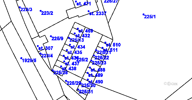 Parcela st. 225/21 v KÚ Horní Stropnice, Katastrální mapa