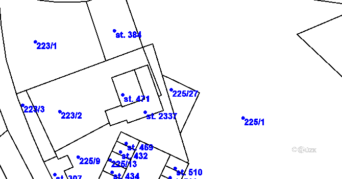Parcela st. 225/27 v KÚ Horní Stropnice, Katastrální mapa