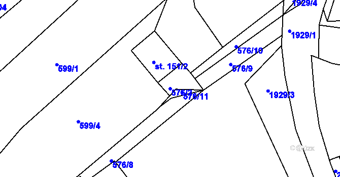 Parcela st. 576/2 v KÚ Horní Stropnice, Katastrální mapa