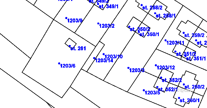 Parcela st. 1203/10 v KÚ Horní Stropnice, Katastrální mapa