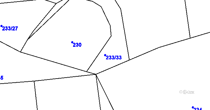 Parcela st. 233/33 v KÚ Horní Stropnice, Katastrální mapa