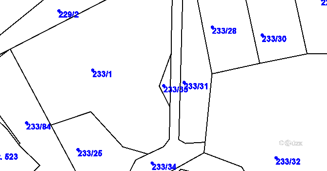 Parcela st. 233/35 v KÚ Horní Stropnice, Katastrální mapa