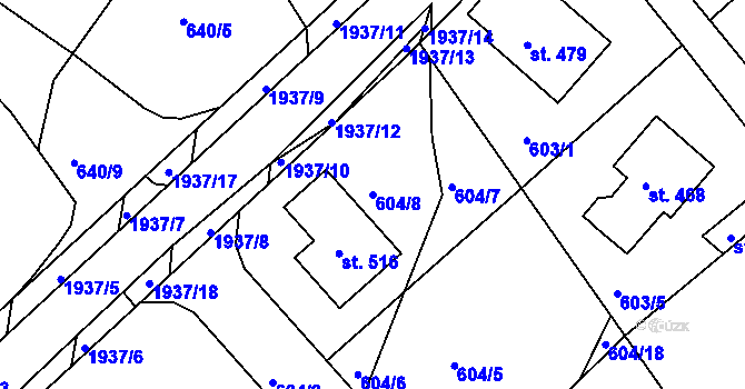 Parcela st. 604/8 v KÚ Horní Stropnice, Katastrální mapa