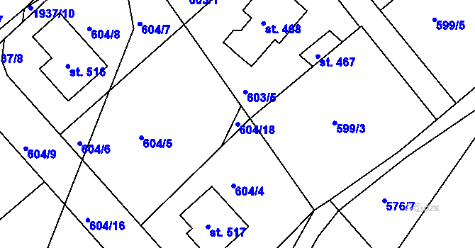 Parcela st. 604/18 v KÚ Horní Stropnice, Katastrální mapa