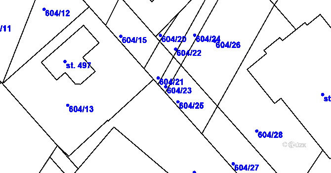 Parcela st. 604/23 v KÚ Horní Stropnice, Katastrální mapa