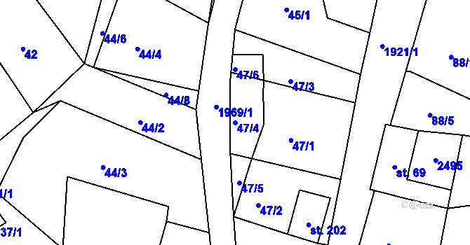 Parcela st. 47/4 v KÚ Horní Stropnice, Katastrální mapa