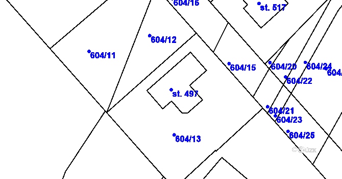 Parcela st. 497 v KÚ Horní Stropnice, Katastrální mapa