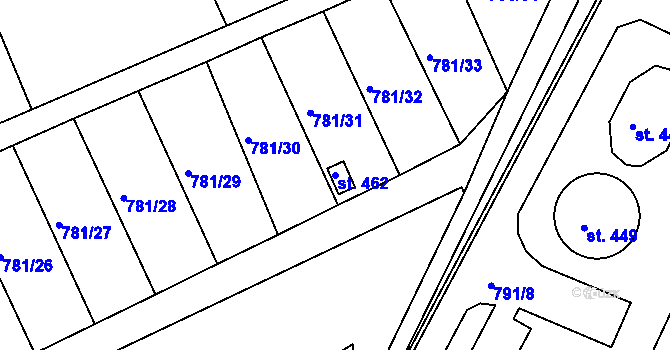 Parcela st. 462 v KÚ Horní Stropnice, Katastrální mapa