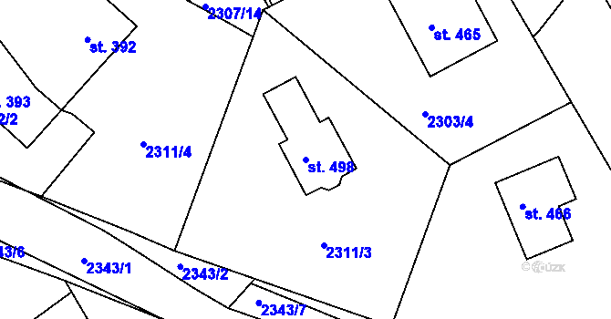Parcela st. 498 v KÚ Horní Stropnice, Katastrální mapa