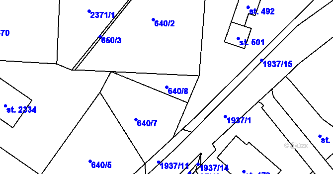 Parcela st. 640/8 v KÚ Horní Stropnice, Katastrální mapa