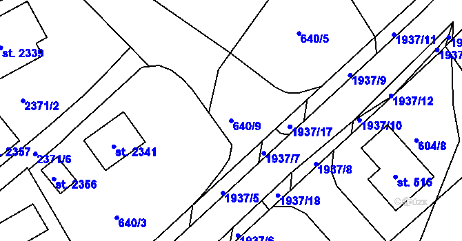 Parcela st. 640/9 v KÚ Horní Stropnice, Katastrální mapa