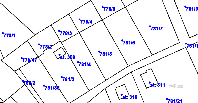 Parcela st. 781/5 v KÚ Horní Stropnice, Katastrální mapa