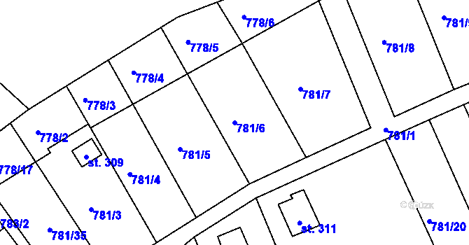 Parcela st. 781/6 v KÚ Horní Stropnice, Katastrální mapa