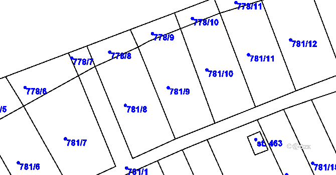 Parcela st. 781/9 v KÚ Horní Stropnice, Katastrální mapa