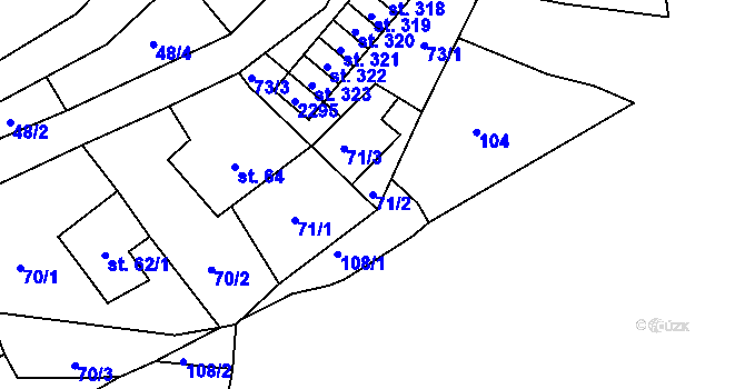 Parcela st. 71/2 v KÚ Horní Stropnice, Katastrální mapa