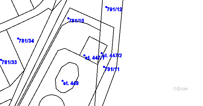 Parcela st. 447/2 v KÚ Horní Stropnice, Katastrální mapa