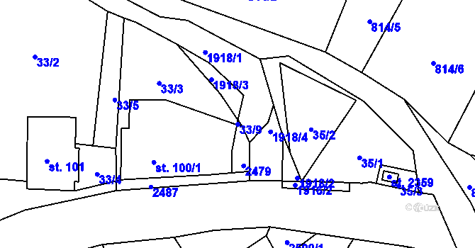 Parcela st. 33/9 v KÚ Horní Stropnice, Katastrální mapa
