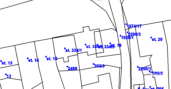Parcela st. 334/2 v KÚ Horní Stropnice, Katastrální mapa