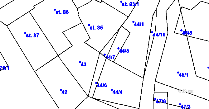 Parcela st. 44/7 v KÚ Horní Stropnice, Katastrální mapa