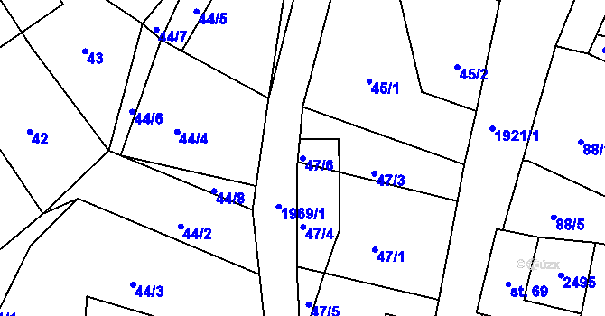 Parcela st. 47/6 v KÚ Horní Stropnice, Katastrální mapa