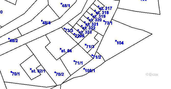 Parcela st. 71/3 v KÚ Horní Stropnice, Katastrální mapa