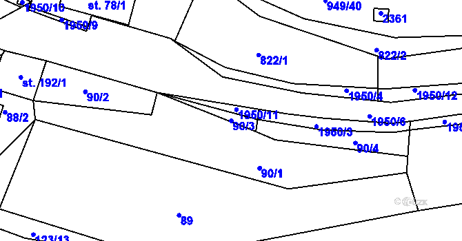 Parcela st. 90/3 v KÚ Horní Stropnice, Katastrální mapa