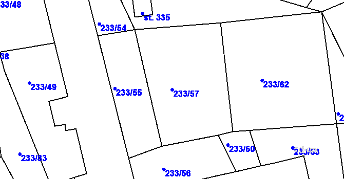 Parcela st. 233/57 v KÚ Horní Stropnice, Katastrální mapa